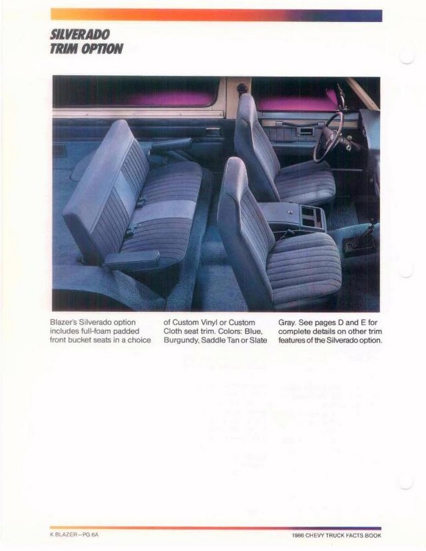 1986 Chevrolet Truck Facts Brochure Page 21